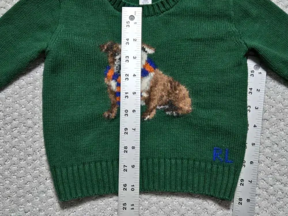 Ralph Lauren Bulldog Intarsia-Knit Sweater for Infants